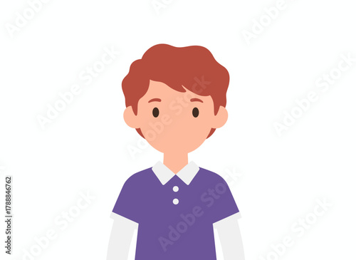 A cheerful young boy’s headshot, featuring a smiling schoolkid avatar with a bright, friendly expression, rendered as a flat vector illustration against a white background