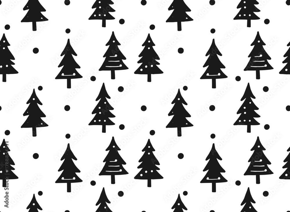 Obraz premium Hand‑drawn doodle featuring a seamless triangle pattern on a black‑and‑white vector background