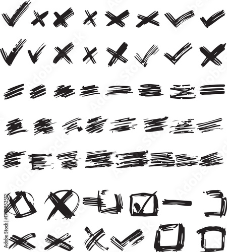 Checkmark cross icon Checkmark icon set. Checkmark right symbol tick sign.

