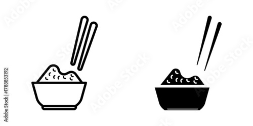  white rice and chopsticks icon vector