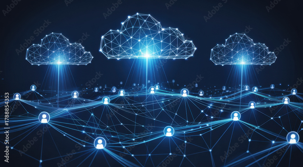 Fototapeta premium Edge computing networks cloud network connection data center analytics digital infrastructure internet of things AI security scalability latency optimization collaboration
