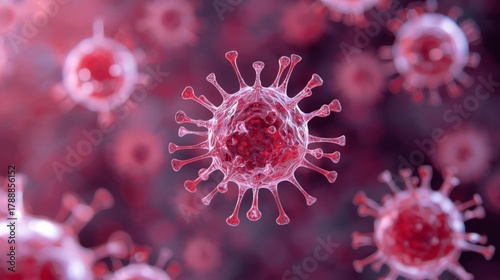 Colorful Representation of Virus Under Microscope View