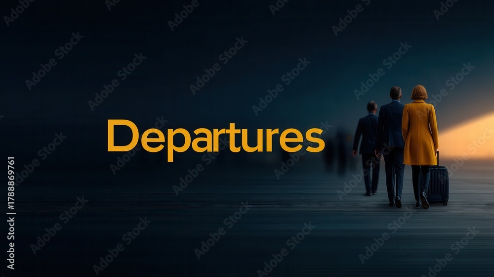 Fototapeta premium People Walking Towards the Light in a Depature Scene at an Airport