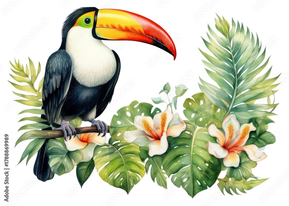 Obraz premium PNG Toucan plant bird outdoors.