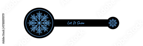 Winter snowflake seal label in blue and black line style. Icon for xmas package and delivery, chill decoration adds a festive accent. Snow flake design makes each parcel unique cheerful.