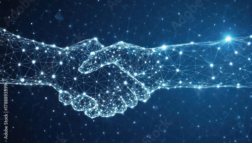 Digital Handshake - Futuristic Business Partnership and Global Connectivity.
