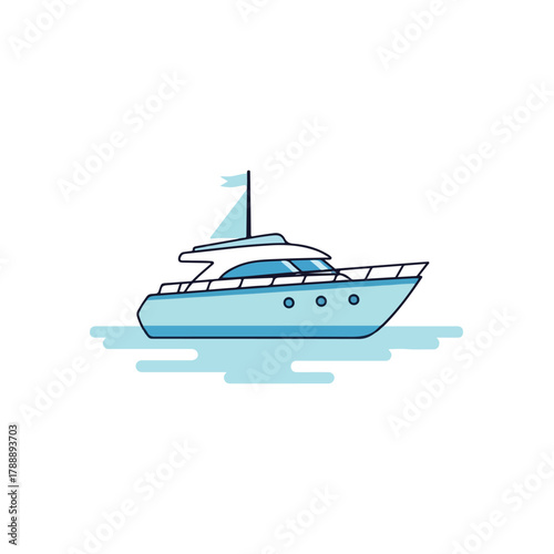 Modern Yacht Floating on Water, Nautical Transportation Vector
