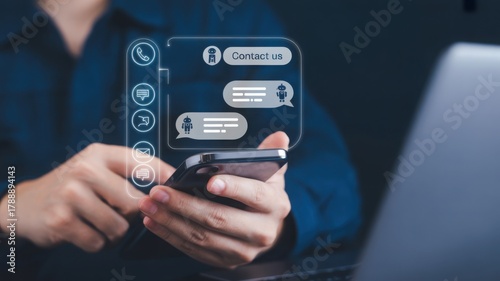 A person interacting with an online AI chatbot, exploring a conversational interface, enhancing customer support.