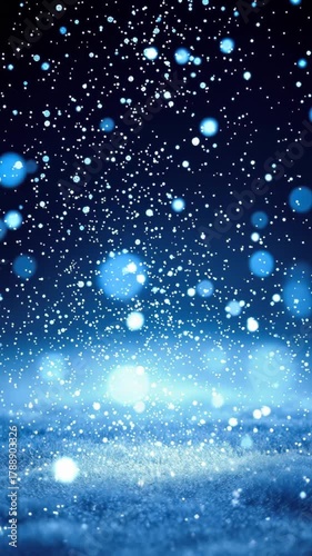 Magical winter snowfall against a deep blue background