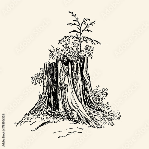 New Growth Emerging From Old Tree Stump.