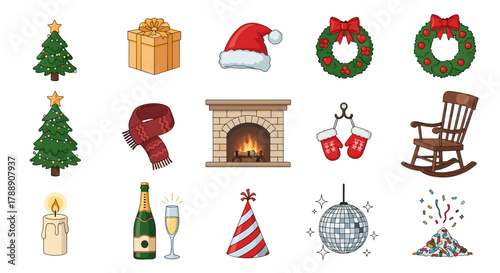 Collection of christmas and new year icons