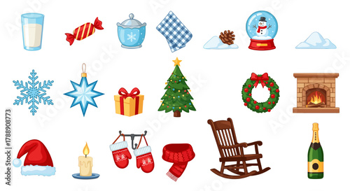 Collection of christmas and winter holiday objects