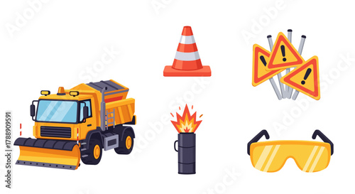 Collection of construction and safety equipment