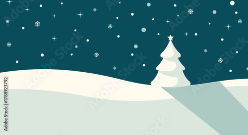 Winter Wonderland - A Solitary Christmas Tree in a Snowy Landscape.