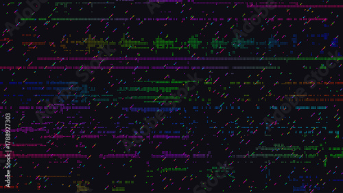 Colorful Glitch Screen Effect. Abstract Technology Vector Background
