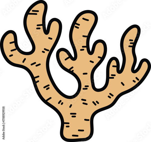 Hand-Drawn Cartoon Ginger Root