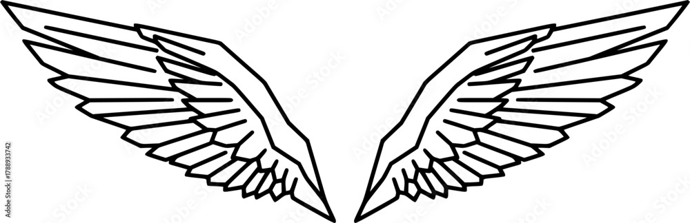 Obraz premium wing silhouette line art vector illustration with a white background 