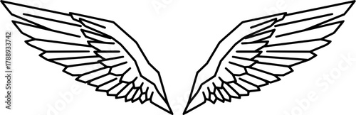 wing silhouette line art vector illustration with a white background
