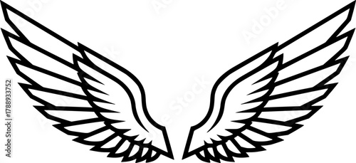 wing silhouette line art vector illustration with a white background
