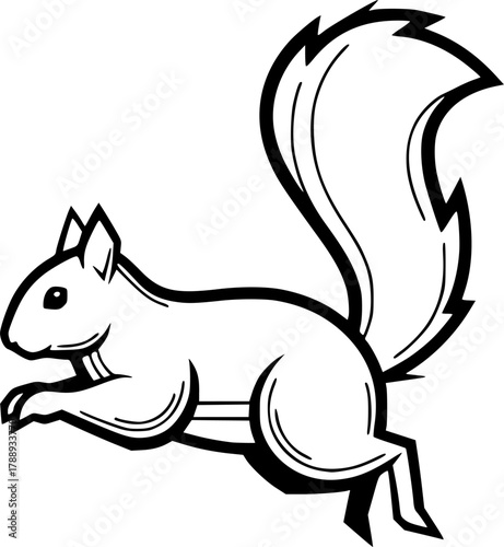 squirrel silhouette line art vector illustration with a white background
