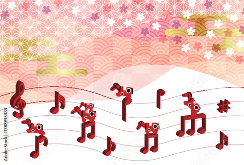 午　年賀状　干支　背景