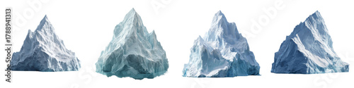 Stunning iceberg collection, perfect for illustrating climate change, environmental awareness, or arctic exploration, originally a scalable vector graphic
