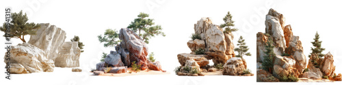 Stunning rock formations with lush greenery, perfect for adding natural beauty to your design projects, use these nature assets to elevate your creative work