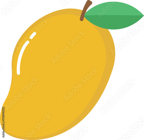 Flat design icon of a ripe yellow mango fruit
