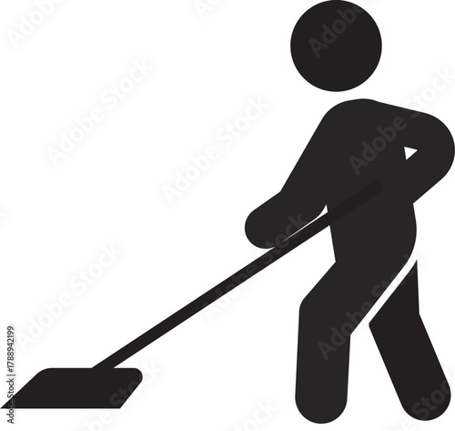 Vector icon of a person sweeping or mopping a floor