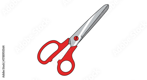 Sharp Red Handled Scissors Isolated on White Background for Crafting and Cutting