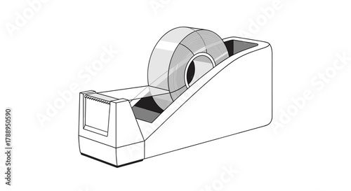 Transparent Tape Dispenser with Roll Ready for Use Office Supply Isolation