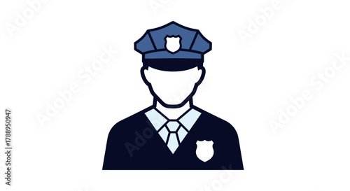 Police Officer Icon Isolated on White Background Representing Law Enforcement and Security Services