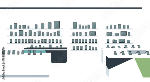 Modern Mobile Phone Store Interior Displaying Many Devices on Shelves and Counters