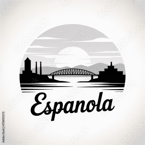 Wallpaper Mural Espanola Ontario Skyline Silhouette — Gateway to Manitoulin Island and the LaCloche Mountains Vector Illustration Torontodigital.ca