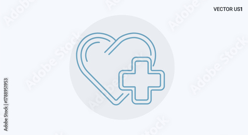 Heart and Cross Symbol for Healthcare and Medical Services.
