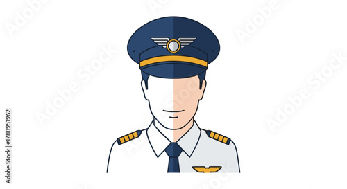 Pilot uniform with wings emblem and epaulets isolated on white background
