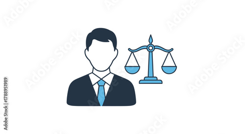 Professional Lawyer Icon Representing Justice and Legal Services Isolated on White Background