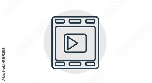 Iconic Film Strip with Play Button Symbolizing Video Content.