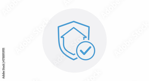 Blue Shield Icon with Check Mark Symbolizing Security and Protection.