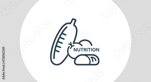 Healthy Nutrition Icons Representing Food and Wellness Choices.