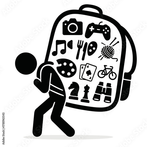 Overloaded with Hobbies and Leisure Activities Conceptual Icon