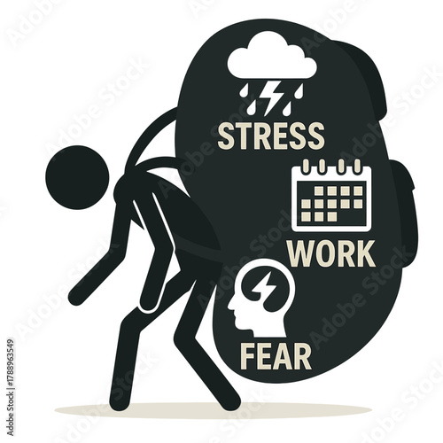 Life Burden and Overwork Stress Conceptual Illustration