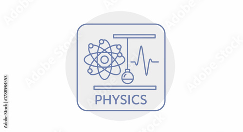 Physics Icon Representing Atomic Structure and Waveform.