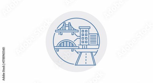 Urban Infrastructure and Cityscape Elements Illustration.