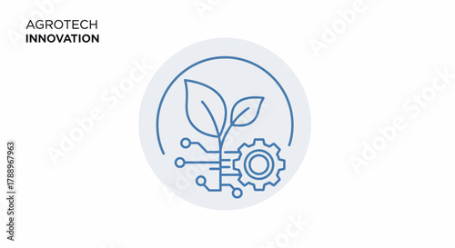 AgroTech Innovation Symbol with Plant and Gear.