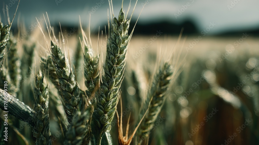 Fototapeta premium Golden wheat field in summer, agriculture and nature background, countryside harvest season