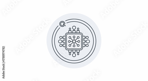 Centralized processing unit with interconnected nodes and people icons.