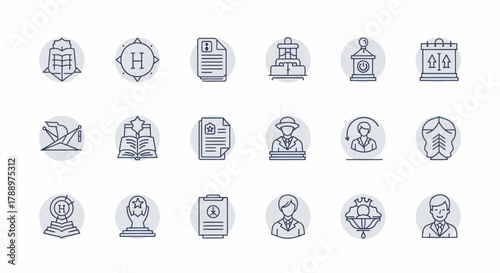 Collection of professional icons representing business and human resources.