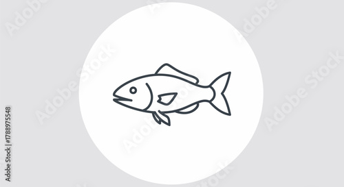 Simple Line Art Illustration of a Fish.