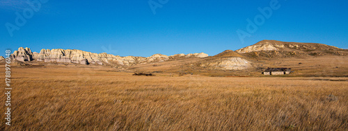 abandoned stone house on the prairie
